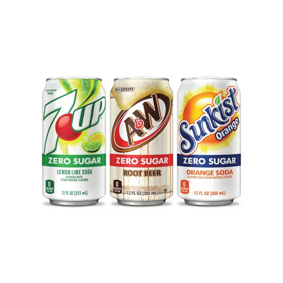 Refresco gaseado dietético 7UP Sunkist and A&W Zero Sugar Soda Variety Pack
