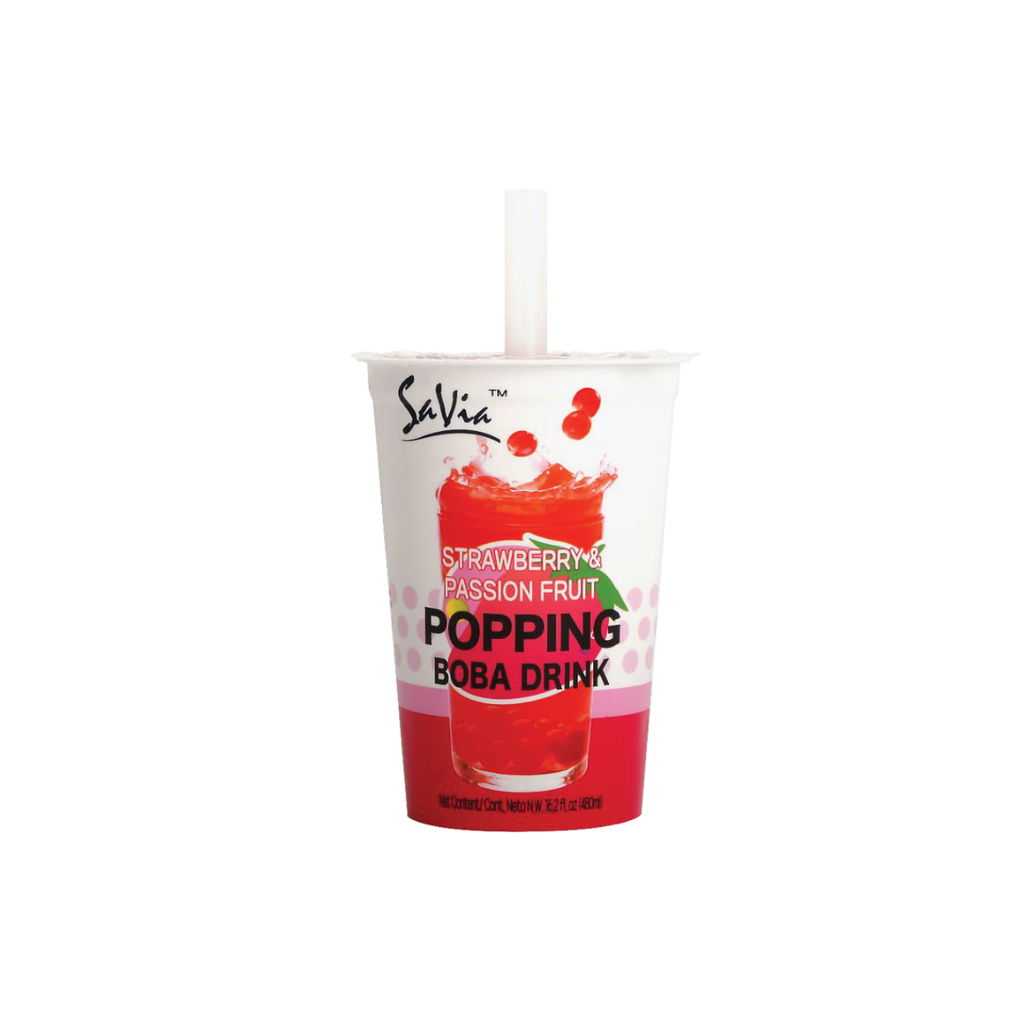 Bebida de frutas Savia Popping Boba Strawberry Passion Fruit